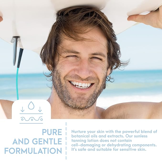 Natural Tone Organic Skincare Hydrating Sunless Tanner with Hyaluronic Acid, Aloe Vera-Based Self Tanning Lotion, Easy to Apply Self Tanner for Face and Body, 6 fl oz