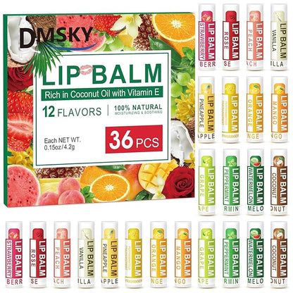 DMSKY 36 Pack Lip Balm, Natural