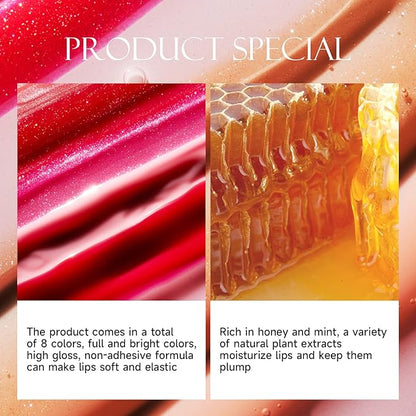 Colored Moisturizing Lip Gloss,Honey Lip Gloss Essence Non-sticky& Moisturizing