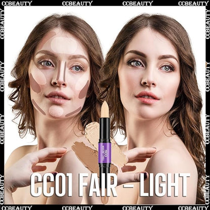 CCbeauty 2-IN-1 Matte Contour Stick,Cream Dual Highlight Concealer