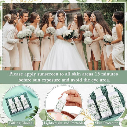 6 Pcs Wedding Sunscreen Bulk Travel Size Sunscreen SPF 50 Mini Sunscreen with Zinc Oxide Titanium Dioxide for Wedding Party Gifts(Eucalyptus)