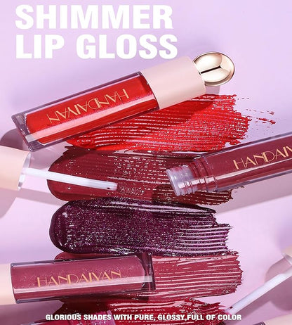 Glitter Liquid Lip Gloss, Shimmer Matte Lip Gloss, Diamond Shiny Waterproof Lipstick, Sparkly Glossy Glitter for Lips, Eyes, Cheeks, Lip Tint Glitter Glaze Lip Gloss for Girls (#01)