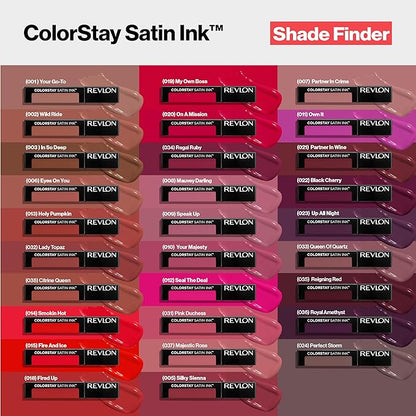 Revlon Liquid Lipstick, Face Makeup, ColorStay Satin Ink, Longwear Rich Lip Colors, Formulated with Black Currant Seed Oil, 001 Your Go-To, 0.17 Fl Oz