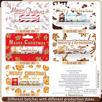 25 Pcs Christmas Lip Balms Stocking