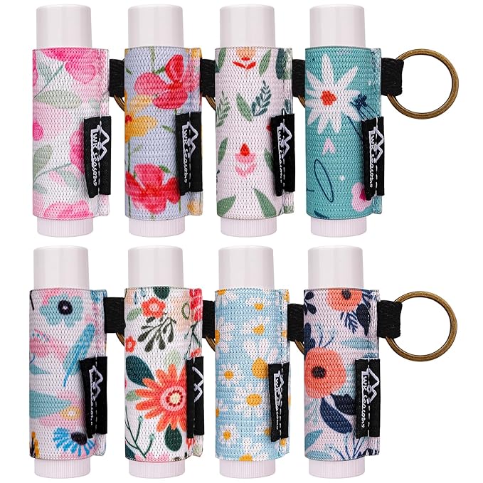 WK IEASON 8PCS Lip Balm Holder Keychain Bulk Gloss