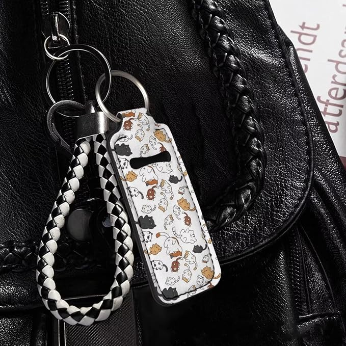Bulopur Cartoon Cats Chapstick Holder Keychain Pouch Storage Storage