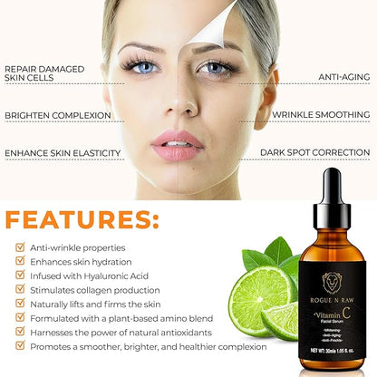 20% Vitamin C Serum 30ml - Maximum Strength Formula - Retinol, Hyaluronic Acid, Collagen - Treatment For Face & Eyes, Wrinkles