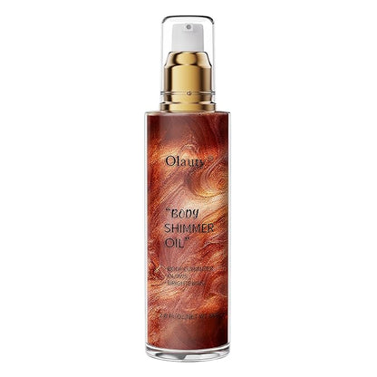 Shimmer Body Oil, Highlighter Makeup Smooth Glitter Glow Golden Brown)