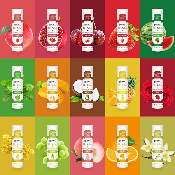 DMSKY 30 Pack Lip Balm, Natural