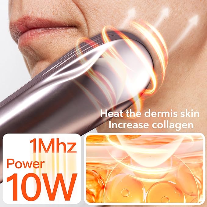 Radio Frequency Face Device | RF Professional 10 Watts | Electric | Firm Skin | Increase Collagen | Wrinkle Reducing | Anti Aging - Portable at Home Skin Care Face Beauty Device