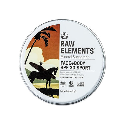 Raw Elements Mike Fields Face & Body Organic Sunscreen Tin SPF 30 - Non-Nano Zinc Oxide, Water-Resistant 80 Min, Reef Safe, All Ages Safe, Travel Sunblock 1.8 oz