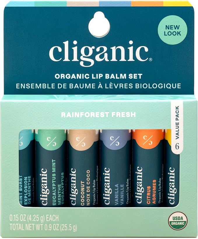 Cliganic USDA Organic Lip Balm Set
