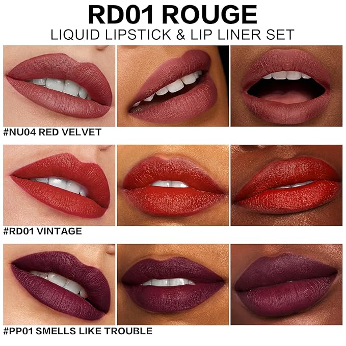FOCALLURE KISSPROOF 6Pcs Liquid Lipstick & Lip Line