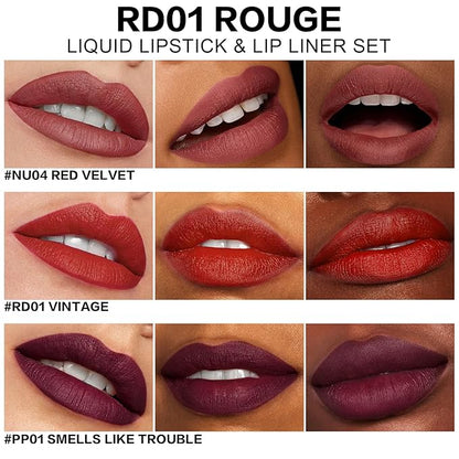 FOCALLURE KISSPROOF 6Pcs Liquid Lipstick & Lip Line