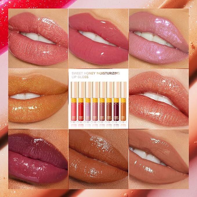 Colored Moisturizing Lip Gloss,Honey Lip Gloss Essence Non-sticky& Moisturizing