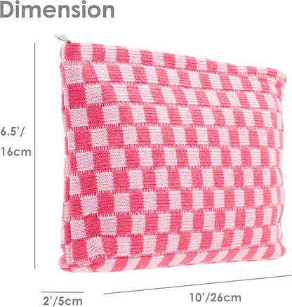 Pazimiik knit checkered makeup bag