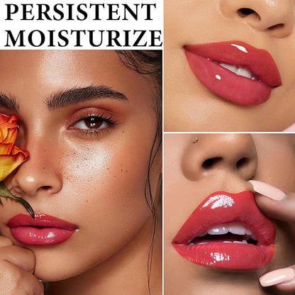 Lip Plumping Lip Gloss,Big Brush Head Lip Oil Hydrating Nourishing & Smooth Glossy Lip Glow Oil,Moisturizing Tinted Lip Gloss Lip Balm Shiny and Vegan Plumping Lip Tint Care(#05)