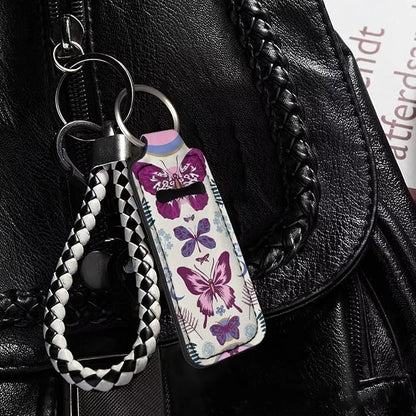 Bulopur Butterflies Women Girls Chapstick Holder Keychain Neoprene Girls
