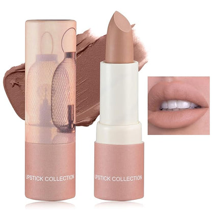 Matte Nude Lipstick,Silky Velvet Nude Paper Tube Lipsticks Gloss,Waterproof
