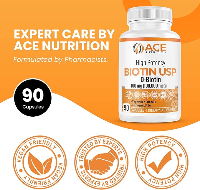 High Potency Biotin USP (D-Biotin) 100mg (100,000mcg) (3)