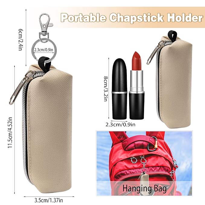 Chapstick Holder 6 Pcs Lip Balm Sleeve Pouch Portable Lipstick Holder Bag Clip-on Makeup Travel Accessories Great Stuffers Gift for Women