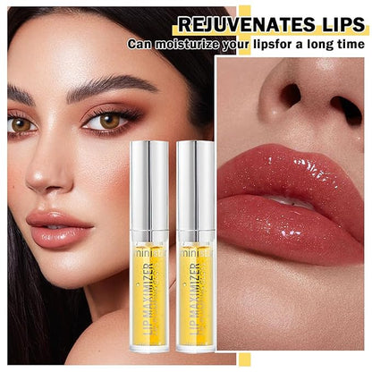 AWCCXMYM 2Pcs Lip Plumper Clear Lip Gloss Moisturizing Gloss