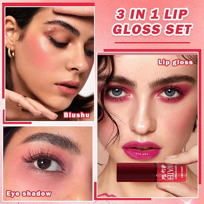 AWCCXMYM 7 Colors Lip Tint Stain Korean Lip Gloss Matte Nude High Pigment Hydrating Long Lasting Waterproof Non-Stick Plumping Liquid Lipstick Set For Lip Cheek Eye Color
