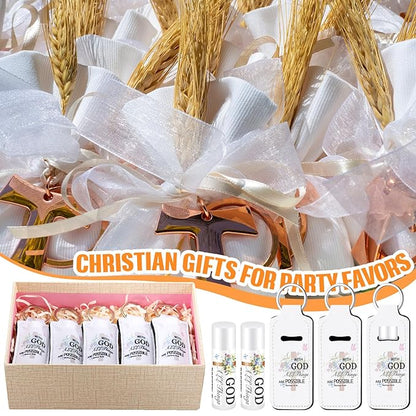 18 Sets Christian Inspiration Gift Lip Balm Bulk and Lipstick Holder Keychains Set Bible Verse Gift for Women Teacher Mom Church Favors(with God)
