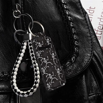 Chapstick Holder Keychain Black Skeleton Funny Hanging