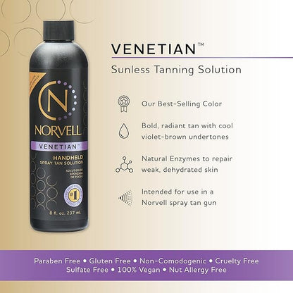 Norvell Premium Professional Sunless Tanning Spray Tan Solution - Venetian, 8 fl.oz.
