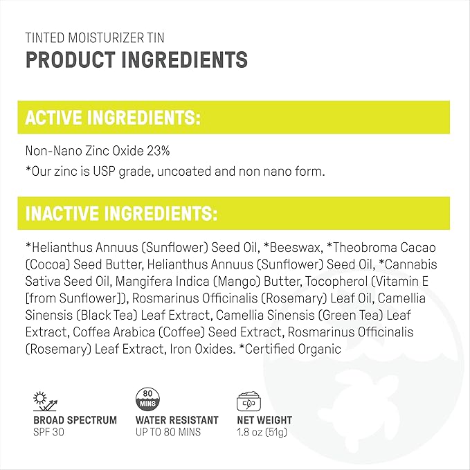 Raw Element Ultra-Moisturizing Tinted Face Cream, Non Toxic Mineral Face Sunscreen, Daily Tinted Moisturizer, Non-Nano Zinc Oxide, Reef Friendly, All Ages, SPF 30, 1.8 oz, Pearly Sand, Pack of 2