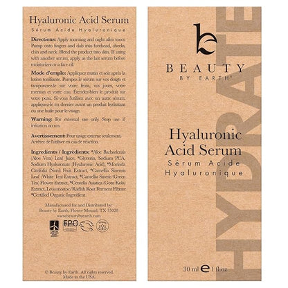 Hyaluronic Acid Serum for Face - USA Made with Natural & Organic Ingredients, Hydrating Anti Aging Face Serum, Softens and Smoothes Dry & Sensitive Skin, Fragrance Free Day & Night Facial Serum