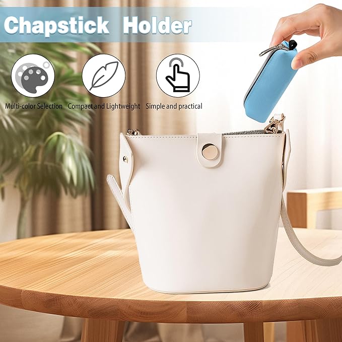 Chapstick Holder, 6 Pcs Lip Balm Sleeve Pouch Portable Lipstick Holder Bag Clip-on Makeup Travel Accessories Great Stuffers Gift for Wome