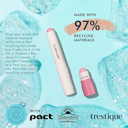 TRE'STIQUE trestique Prime And Shine Lip Crayon, Refillable Shiny Lipstick With Built-in Lip Primer, Clean Beauty Makeup Lipstick, Lipstick For Women, 2-in-1 Glossy Lipstick and Lip Primer