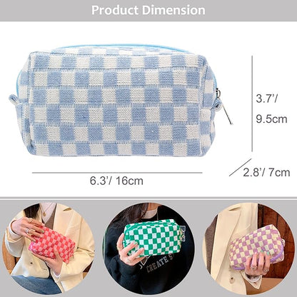 Pazimiik checkered makeup bag for