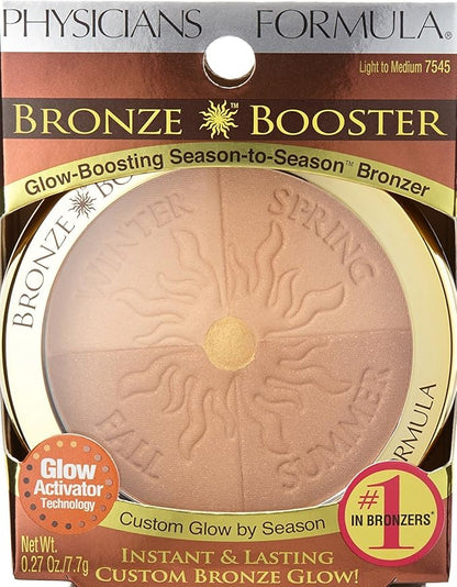 Physicians Formula Bronze Booster Glow-Boosting Season-to-Season, Customizable Seasonal Hypoallergenic- Light-to-Medium