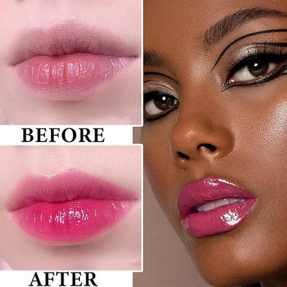 Lip Plumping Lip Gloss,Big Brush Head Lip Oil Hydrating Nourishing & Smooth Glossy Lip Glow Oil,Moisturizing Tinted Lip Gloss Lip Balm Shiny and Vegan Plumping Lip Tint Care(#03 Barbie Pink)