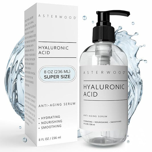 Asterwood Hyaluronic Acid Serum for Face - Plumping, Anti-Aging, Hydrating - Fragrance-Free - 8 Fl Oz