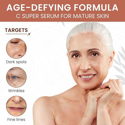 Live Healthy Super Vitamin C Serum for Women Over 70 - C Super Serum, Vitamin C, Peptides, Vitamin E - Rapid Anti Aging, Lifting & Firming, Anti Wrinkle & Age Spots Reduction - Made in USA | 30ml