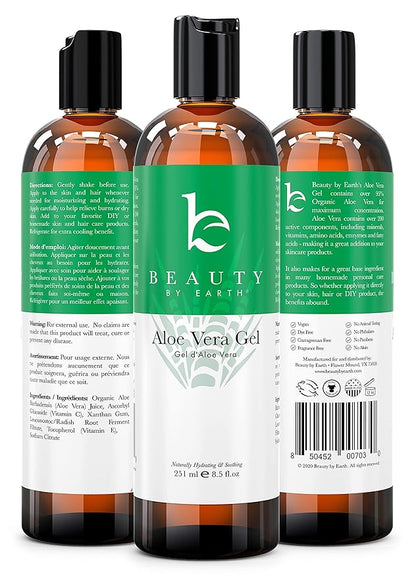 Aloe Vera Gel - USA Made with Natural & Organic Ingredients, Aloe Vera Plant Gel for Face with Vitamin C & E, Pure Aloe Vera Gel for Face Mask, Hair & Skin, Soothing and Cooling Gel for After Sun