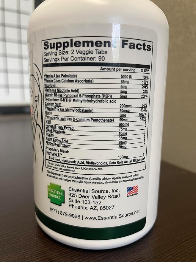 Bonita V Vegan Hair Nails and Skin Vitamins for Women - 20 Active Ingredients Including Biotin - Stronger Nails, Healthy Skin, Hair Growth - 180 EZ-TAB Veggie Tablets