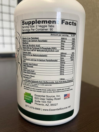 Bonita V Vegan Hair Nails and Skin Vitamins for Women - 20 Active Ingredients Including Biotin - Stronger Nails, Healthy Skin, Hair Growth - 180 EZ-TAB Veggie Tablets