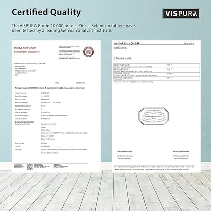 Biotin 10000 mcg + Zinc + Selenium, Pure, Vegan & Extra Strong, Best Supplement for Hair Growth, Glowing Skin, Strong Nails*, 365 Tablets for 12 Months, Natural Without Additives