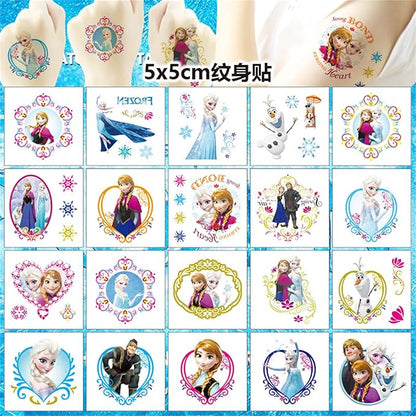 40pcs Temporary Tattoos for Kids,Frozen Party Favors Fake Gifts (Blue-A)