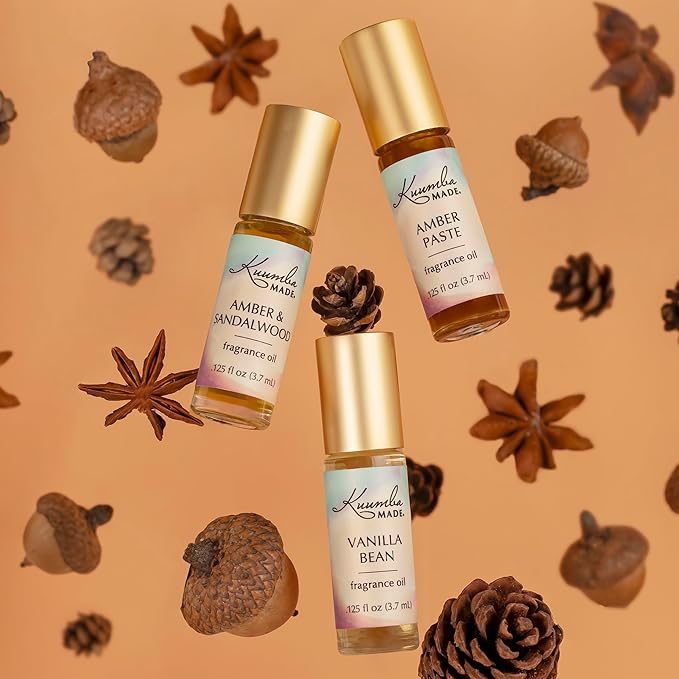 Kuumba Made Amber Paste Fragrance Oil | 0.125 Fl Oz | Notes of Spicy Nutmeg, Pine, & Sweet Honey | Clean, Long-Lasting Scent | Alcohol Free | Roll On Perfume