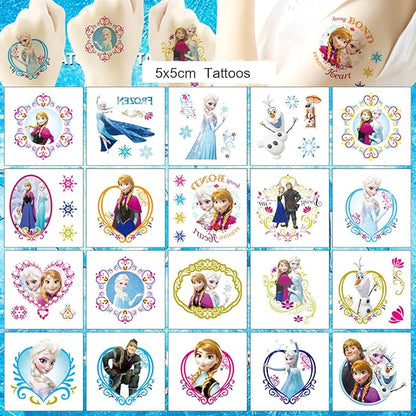 20pcs Cute Elsa Temporary Tattoos for Girl, Kawaii Christmas Rewards