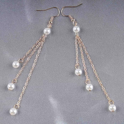 Vintage Pearl Dangle Earrings Gold Pearl