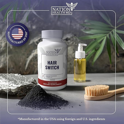 Hair Switch - Supplements for Hair and Scalp - Biotin, Zinc, Selenium, and More - Hair Activation Formula for Men and Women, 1 Bottle