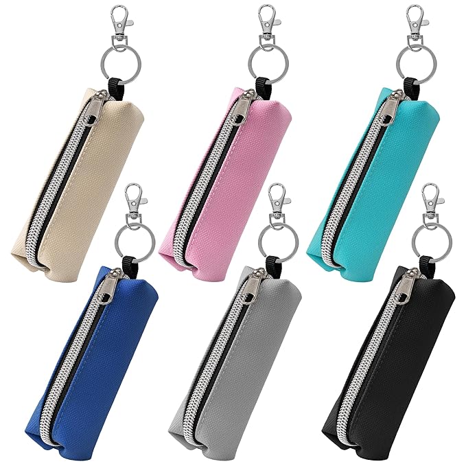 Chapstick Holder 6 Pcs Lip Balm Sleeve Pouch Portable Lipstick Holder Bag Clip-on Makeup Travel Accessories Great Stuffers Gift for Women