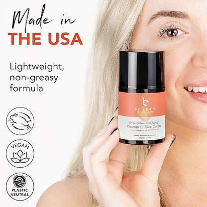 Beauty by Earth Vitamin C Face Cream - USA Made with Organic & Natural Ingredients, Skin Brightening Cream for Face, Discoloration Correcting & Anti Aging Moisturizer for Face with Antioxidants
